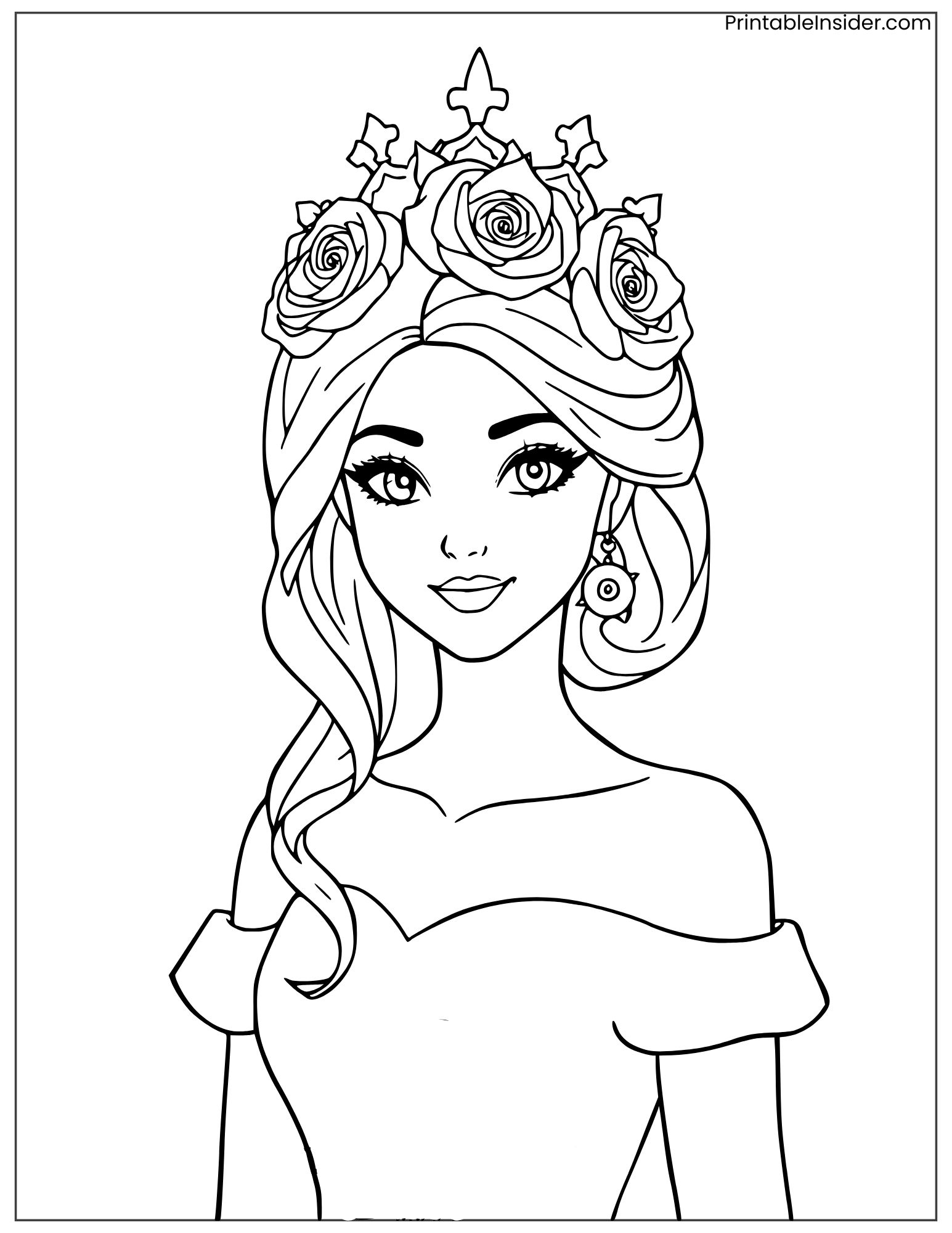 beautiful princess wearing roses crown