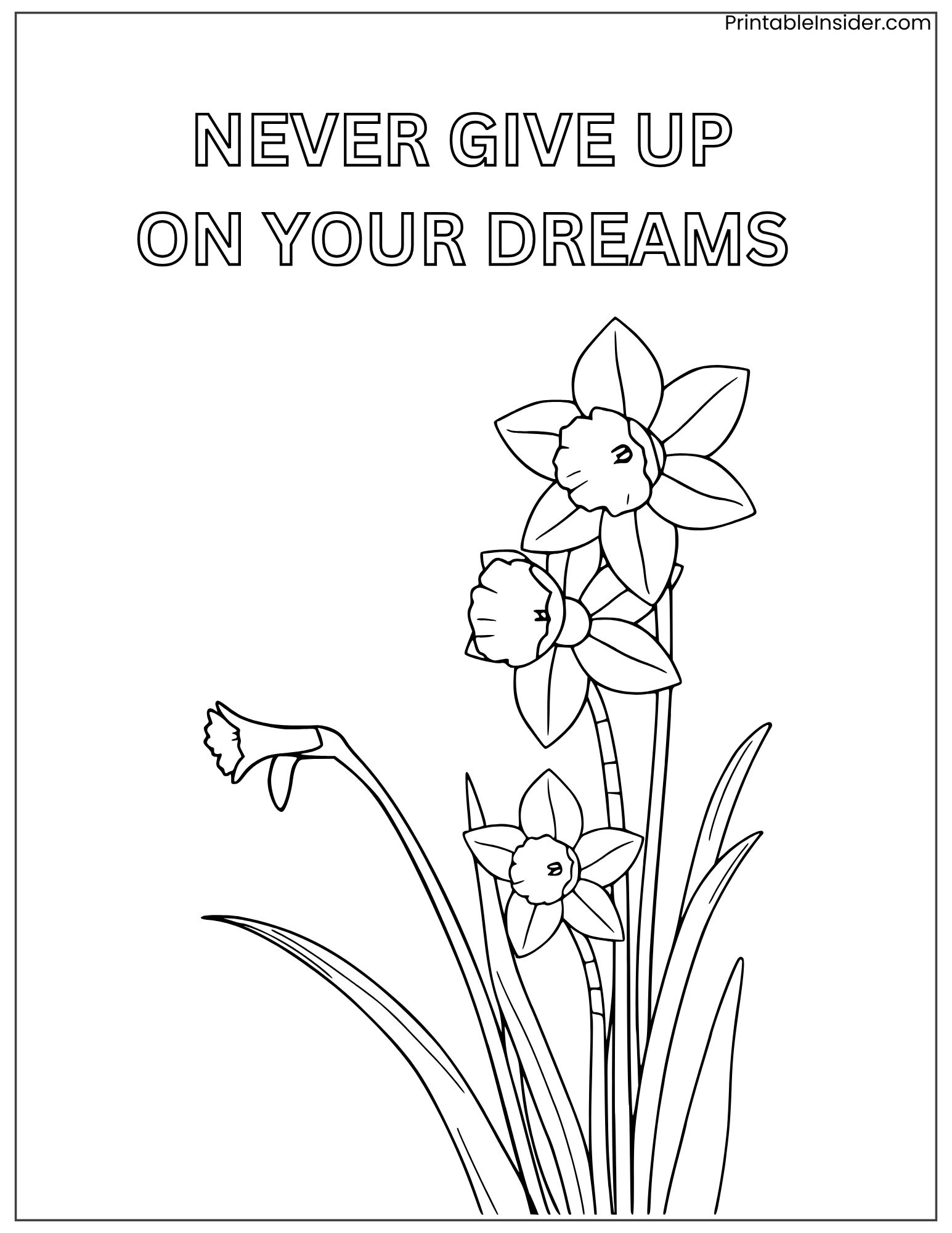 daffodil with motivational quote