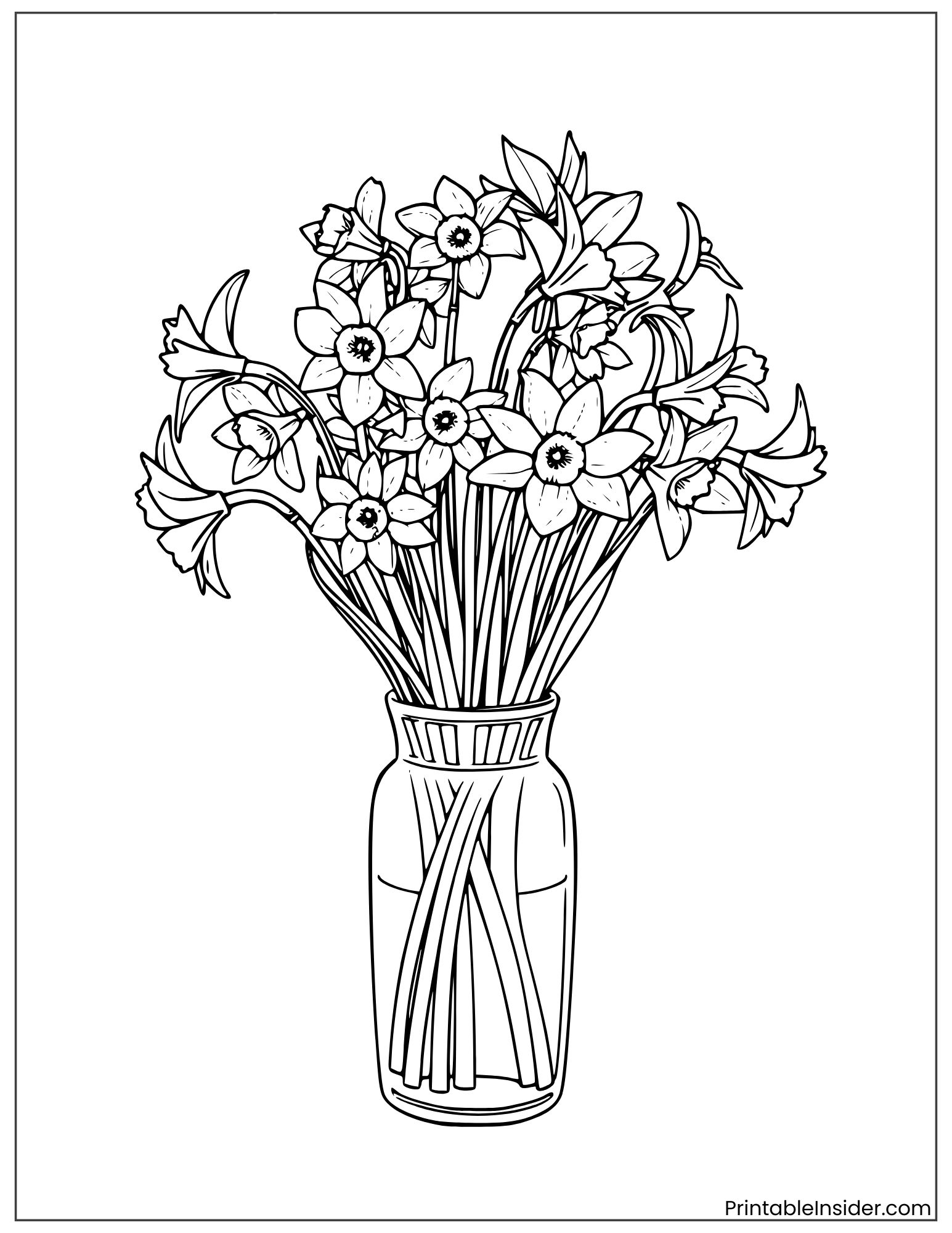 daffodils in a vintage vase