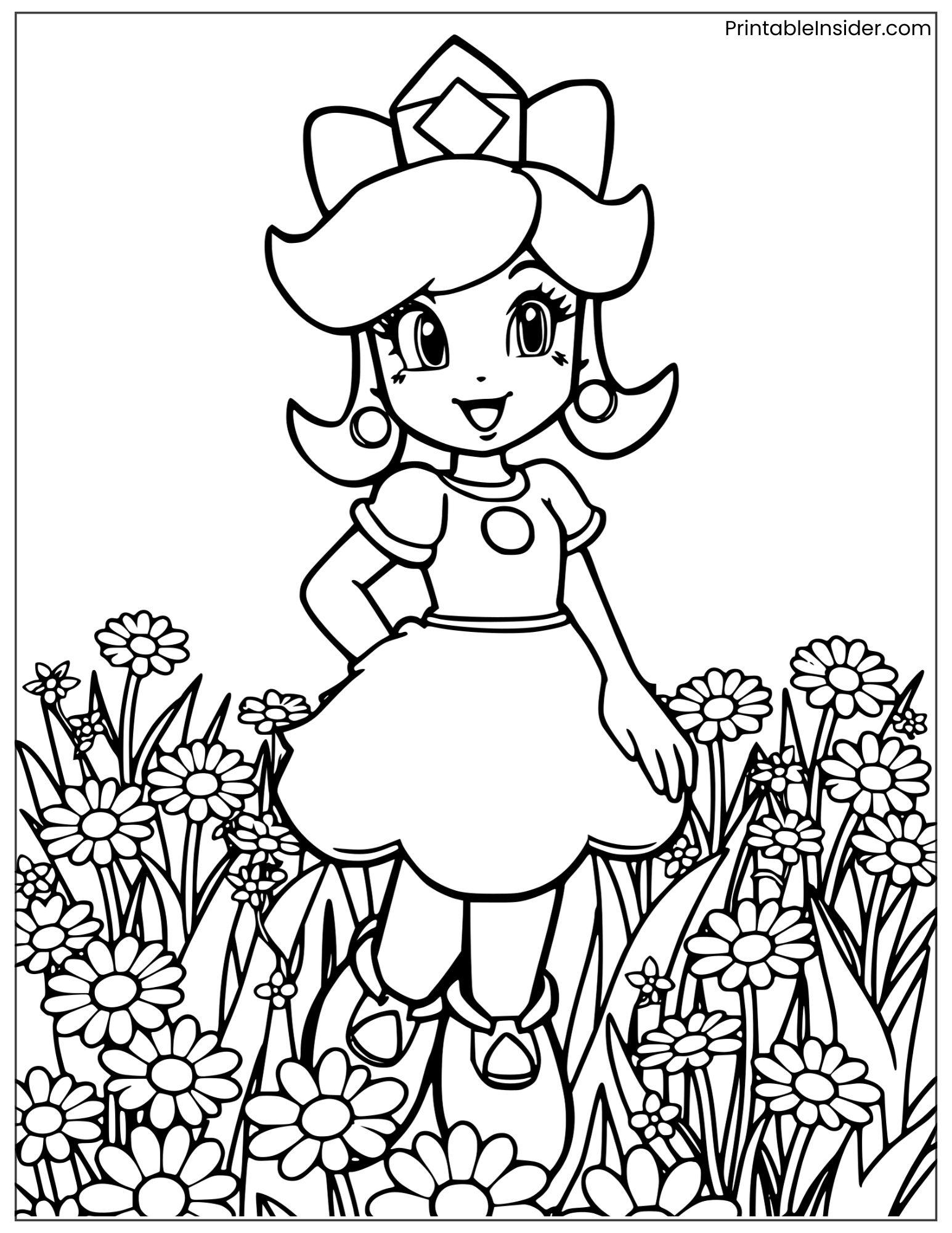 daisy super mario in a flower field