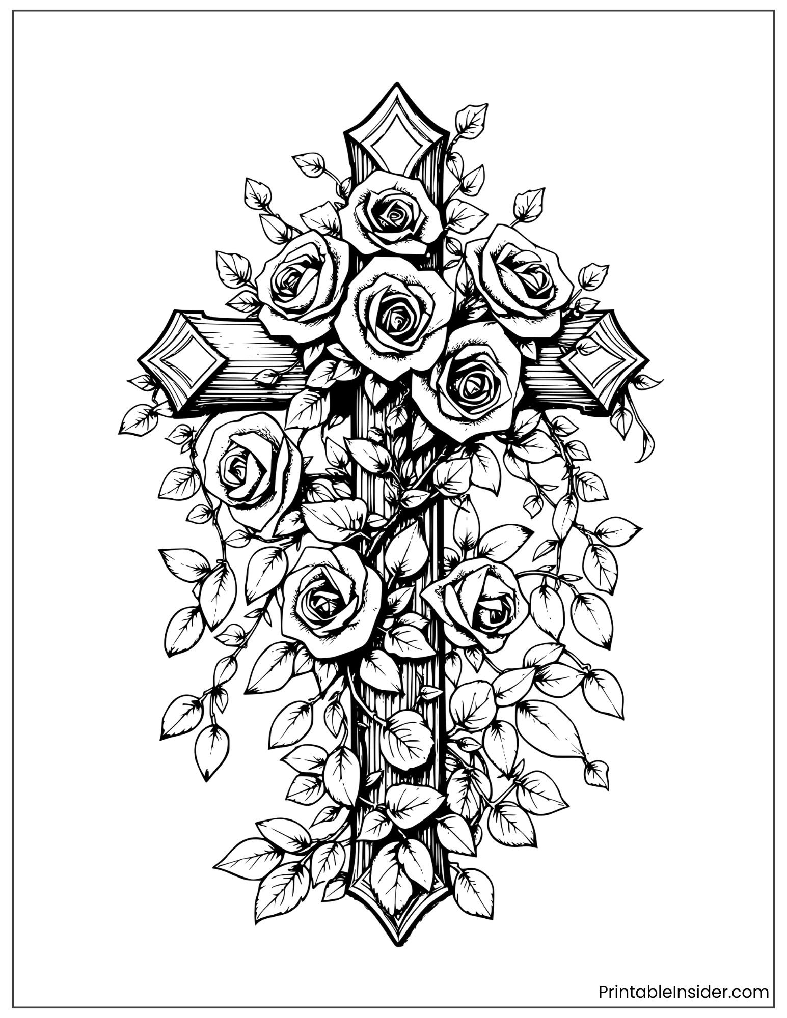 detailed cross with roses