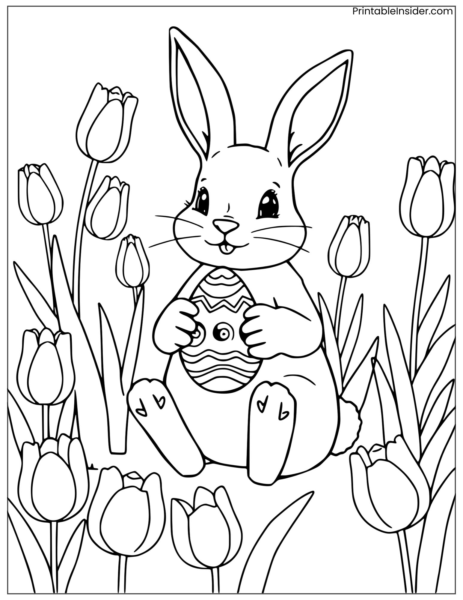 easter bunny with tulips