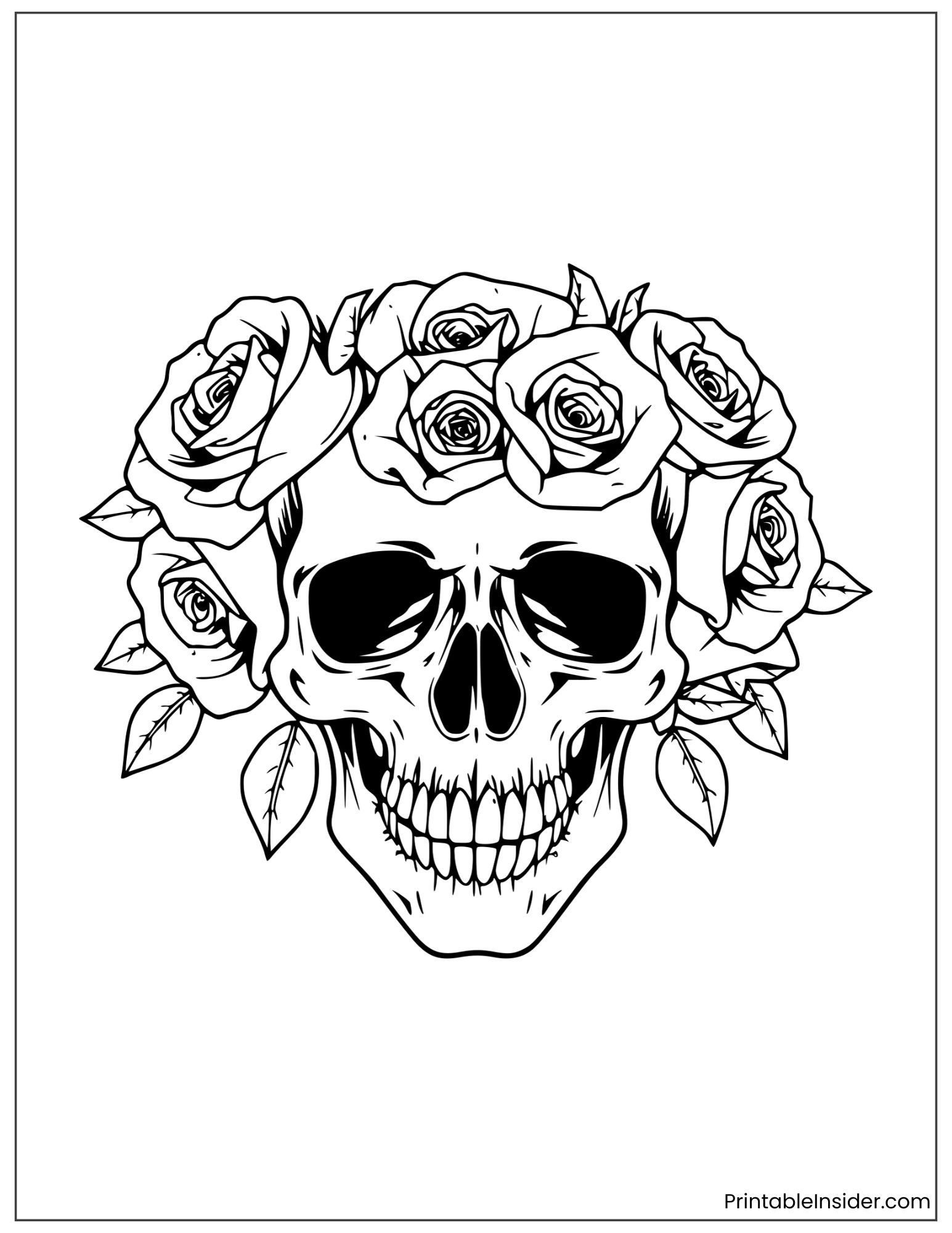 easy cool skull with roses