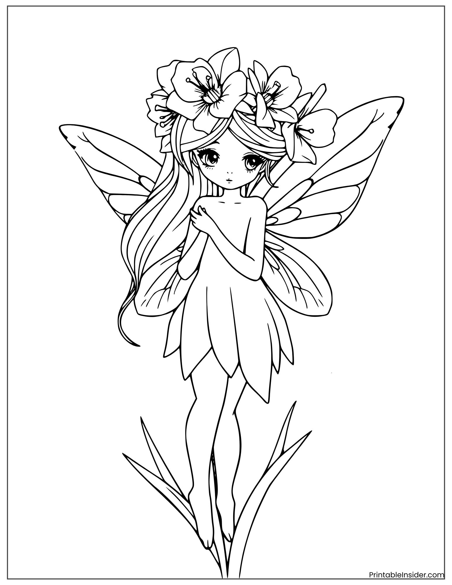 fairy wearing daffodil crown