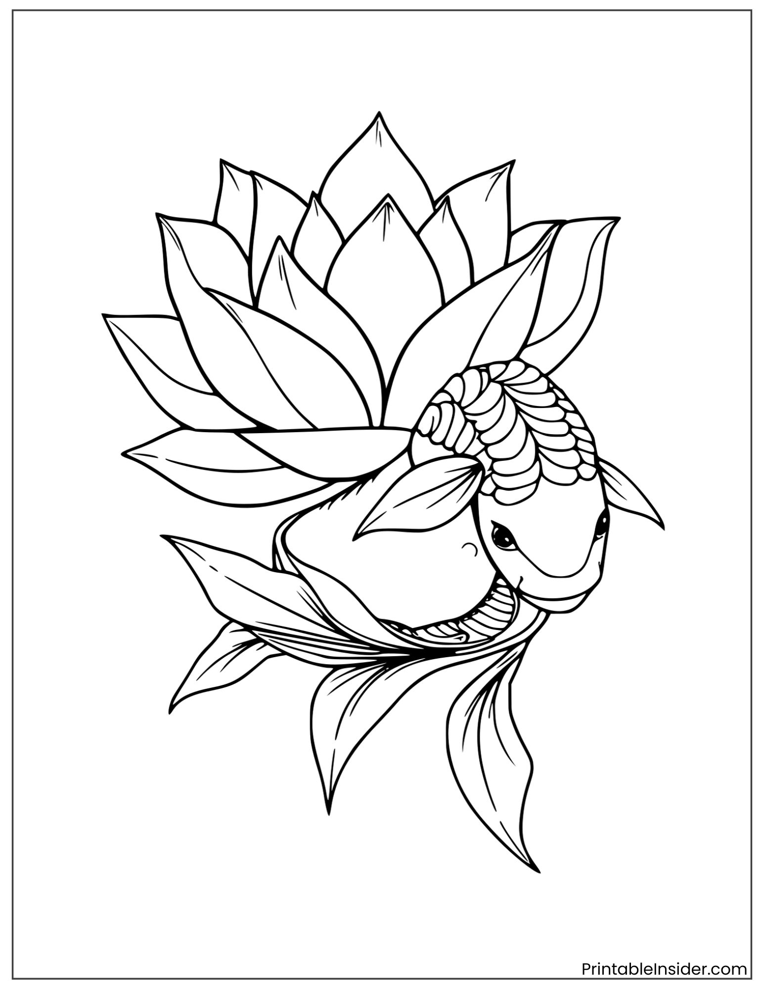 lotus and fish tattoo design