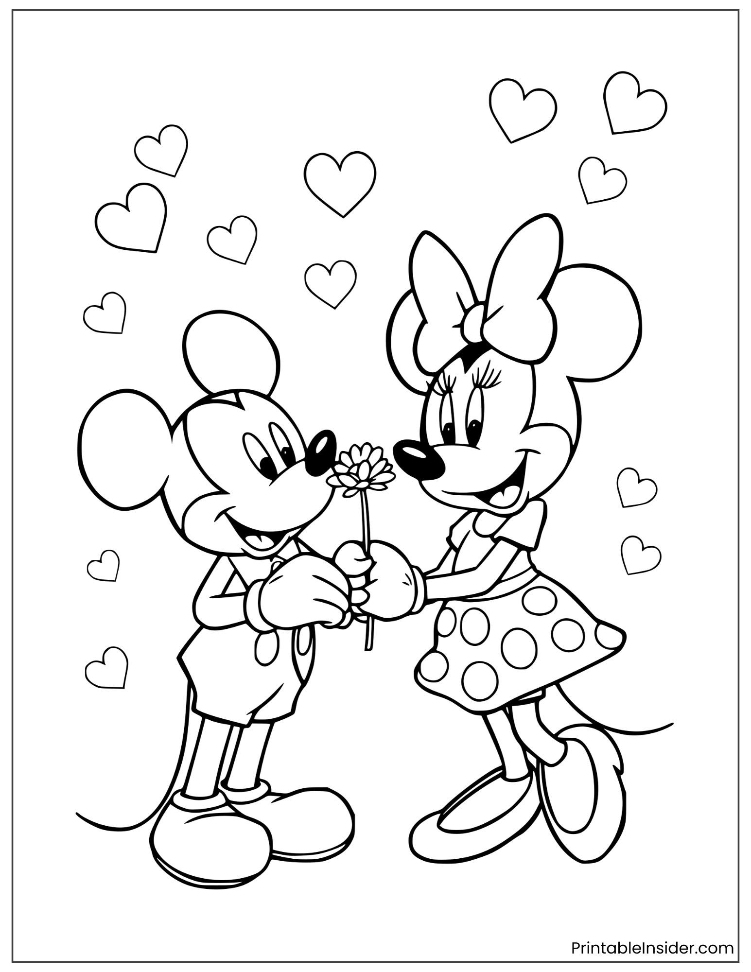 mickey mouse giving minnie a daisy