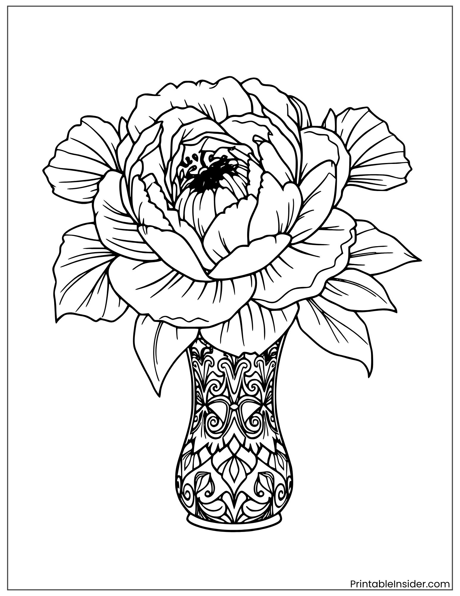 peony in a decorative vase