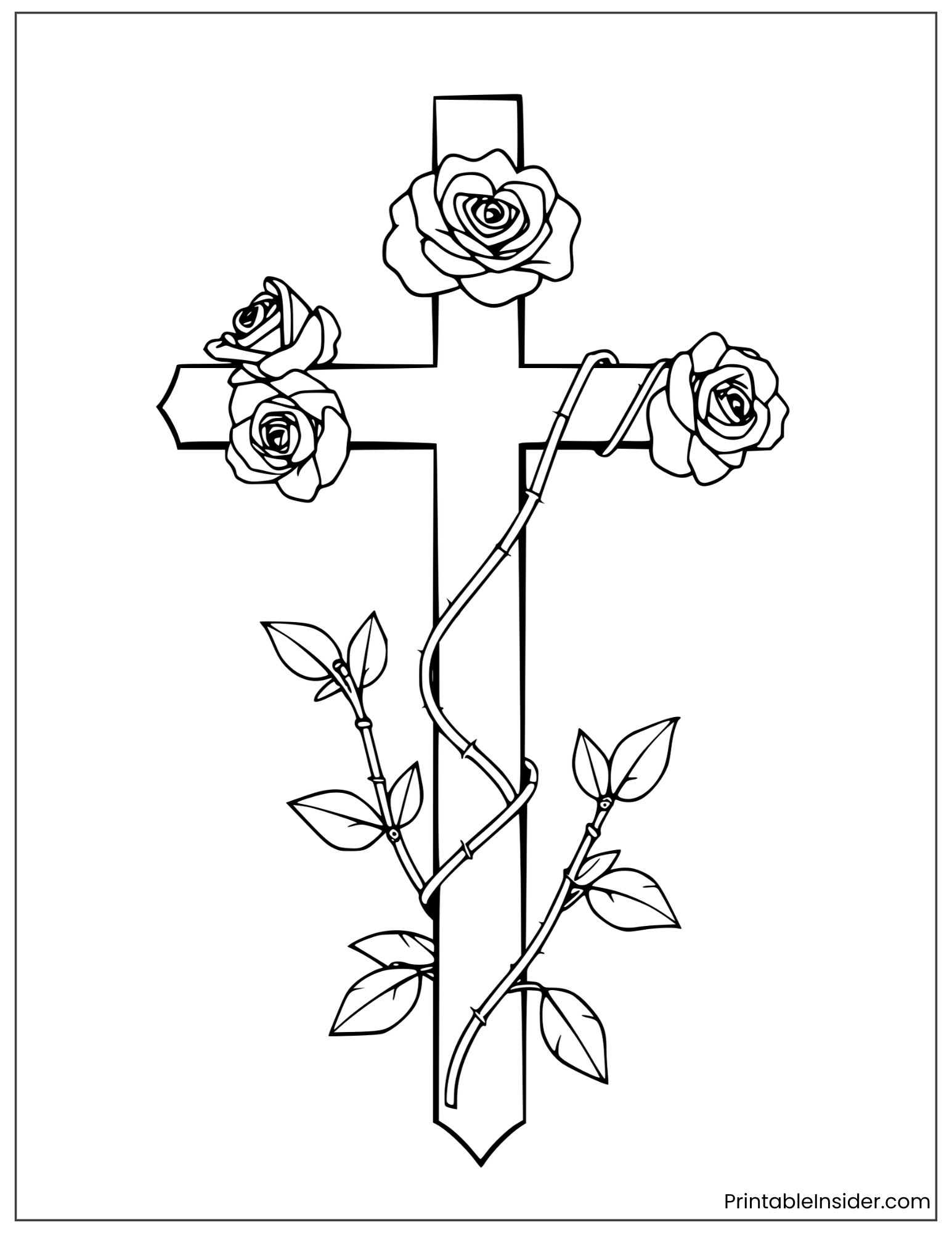 simple cross with roses