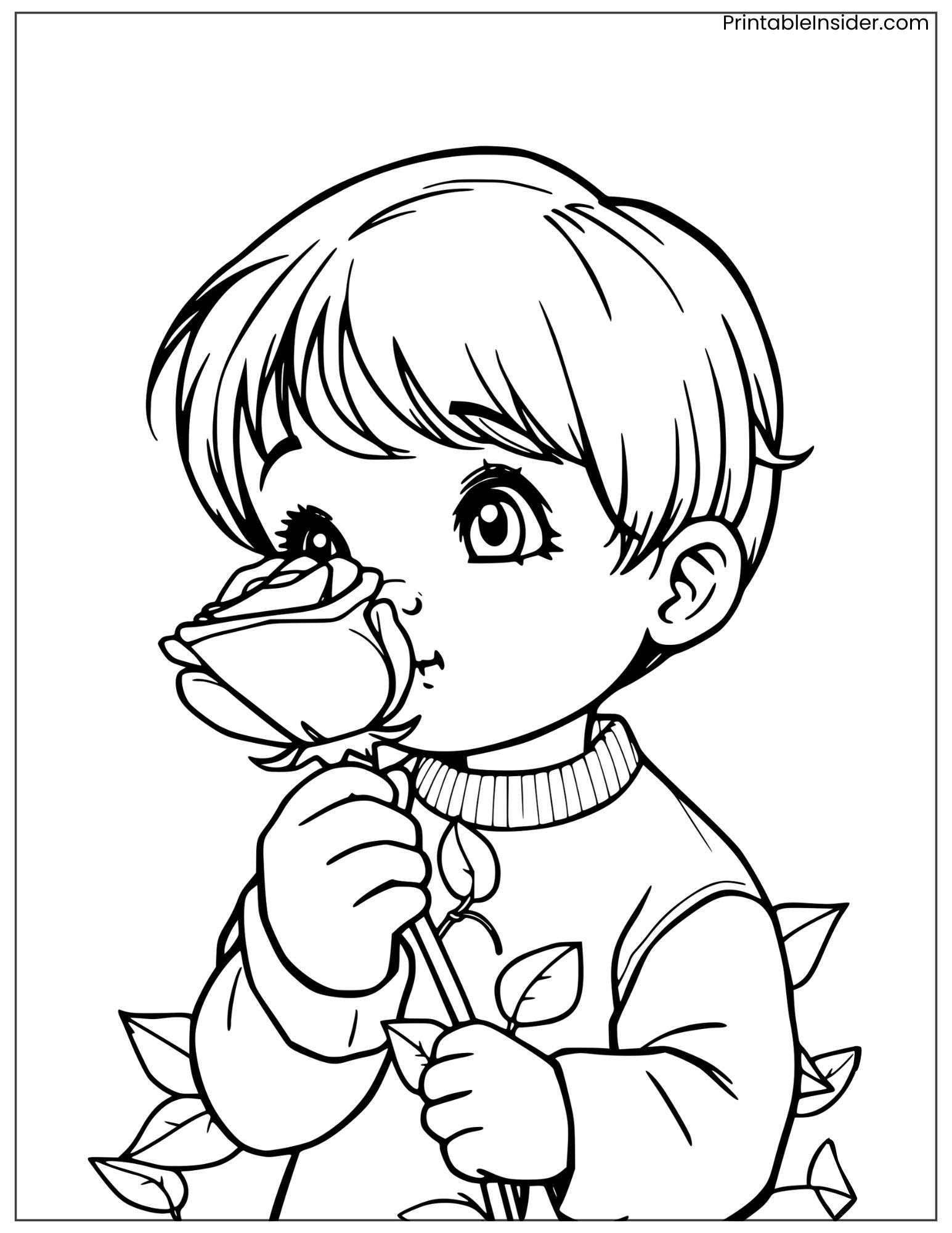 toddler smelling a rose